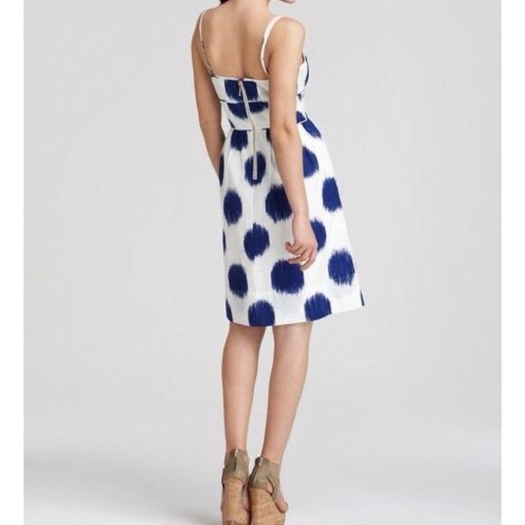 Kate Spade ♠️ Caroline Blue & White Dot Cotton Summer Dress, Size 4 - Picture 3 of 8